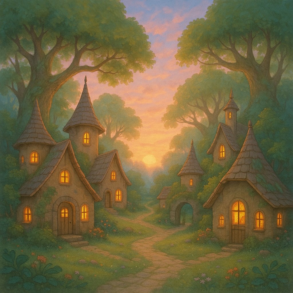Sunrise in the Enchanted Forest Village
