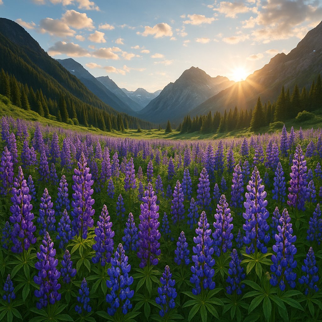 Sunrise over a Lupine Valley