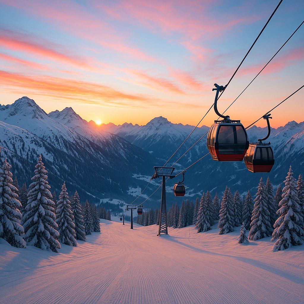 Sunrise Over the Alpine Gondolas