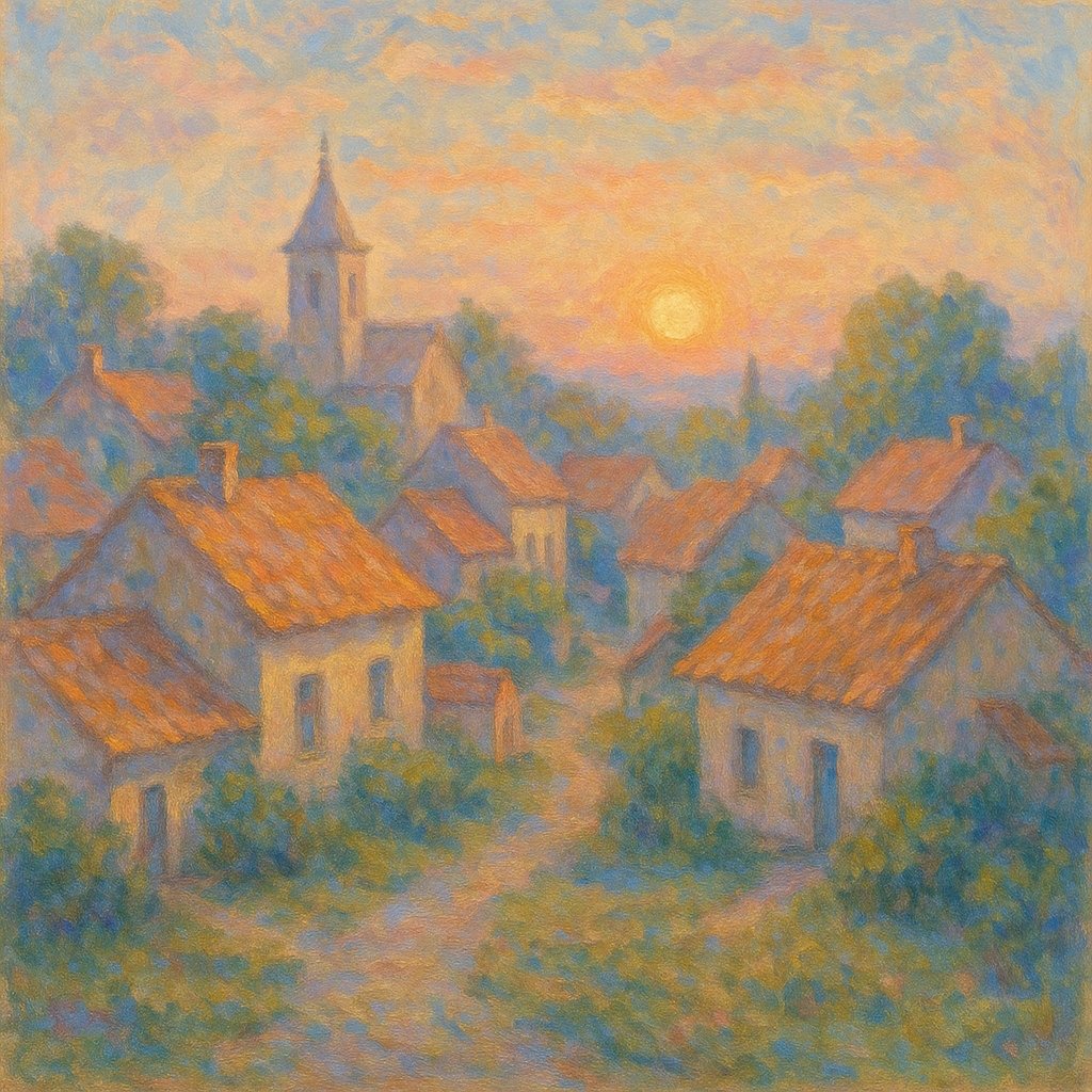 Sunrise Over the Quiet Village