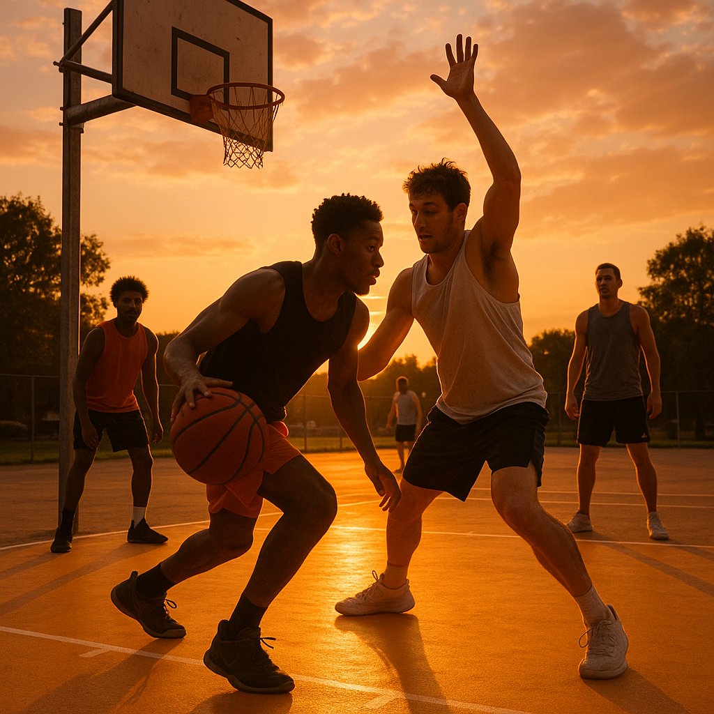 Sunset Drive — Street Basketball at Golden Hour