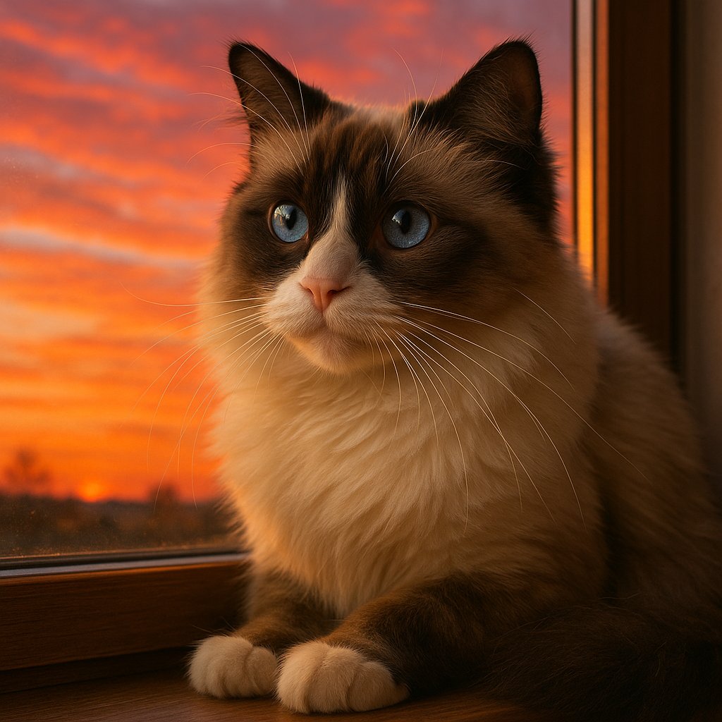 Sunset Gaze — Ragdoll on the Windowsill