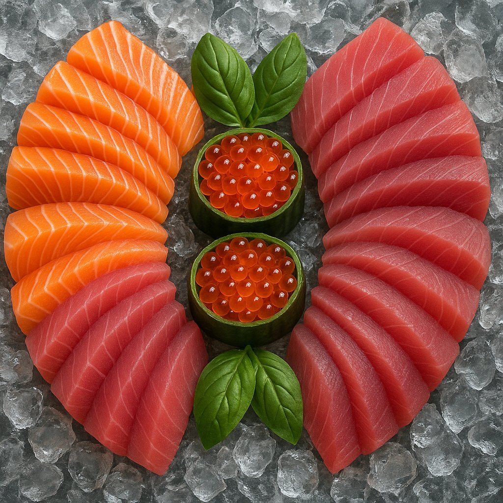Symmetrical Sashimi Duo with Ikura Cups