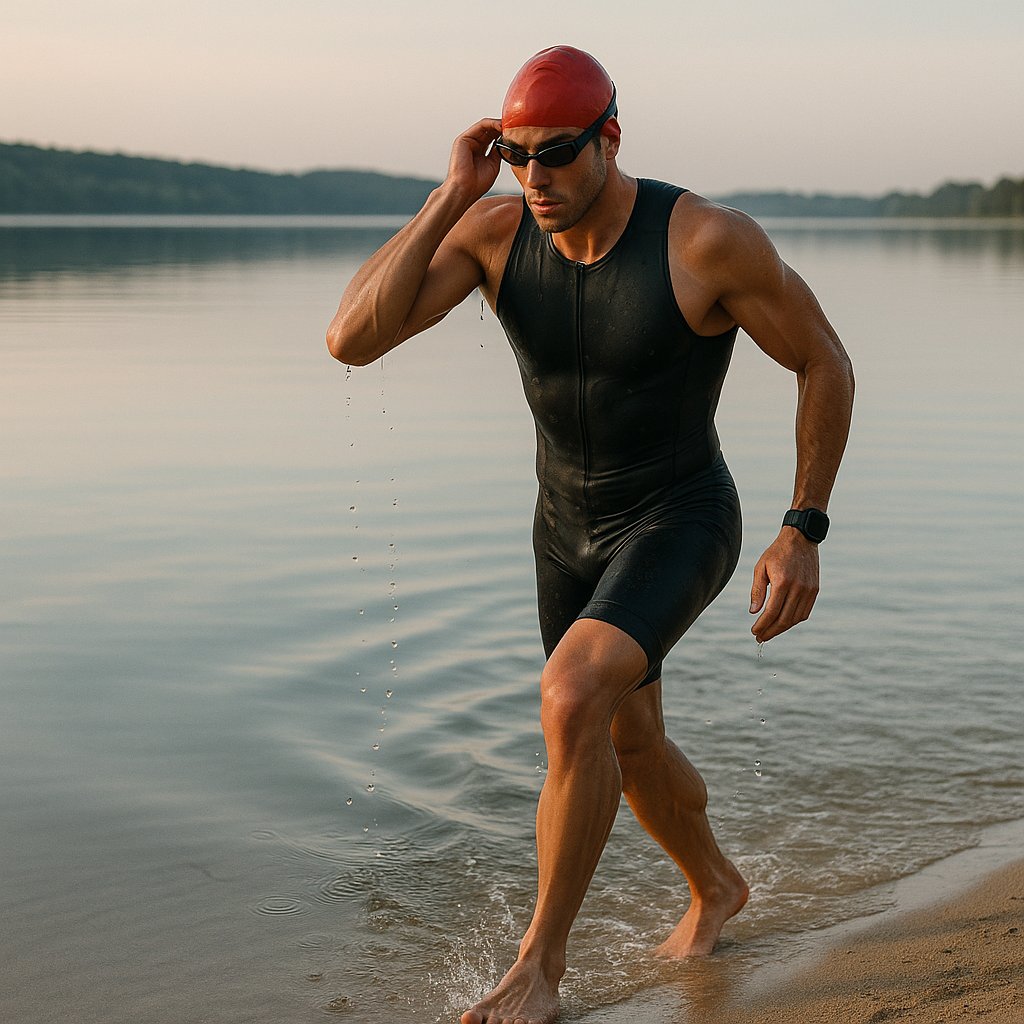 Triathlon Swim Exit at Dawn