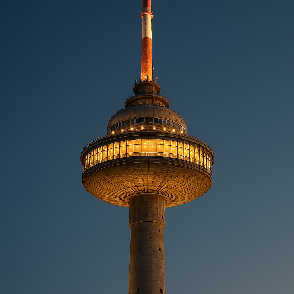 Vilnius TV Tower at Dusk — Illuminated Observation Deck