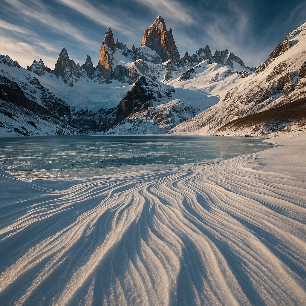 Windswept Winter at the Patagonian Peaks