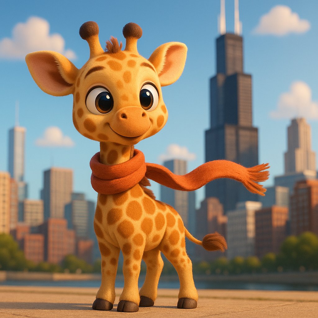 Windy Day in Chicago — Giraffe Calf Portrait