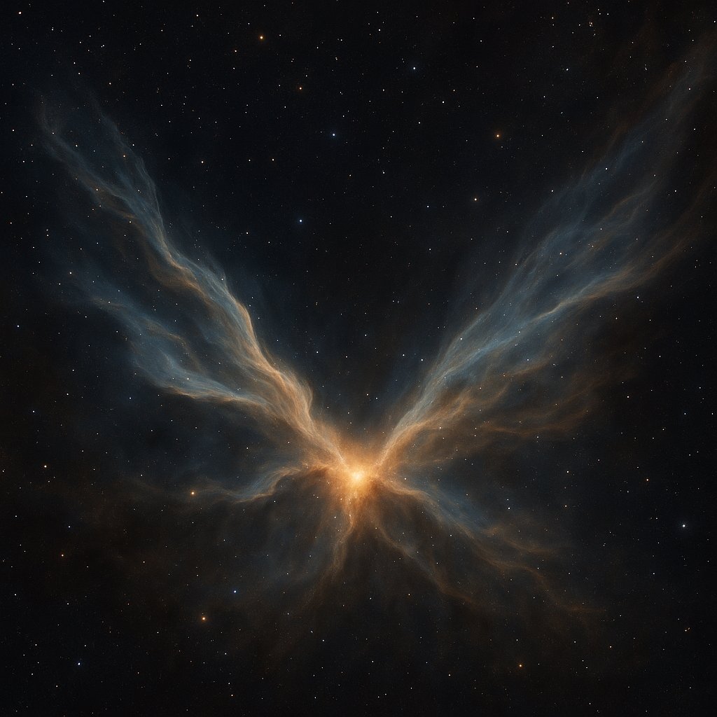 Winged Nebula — Flowing Gas Streams in Deep Space