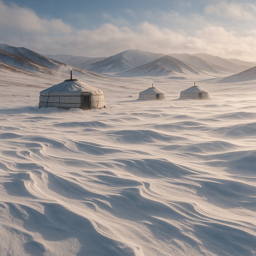 Winter Yurts on the Mongolian Steppe