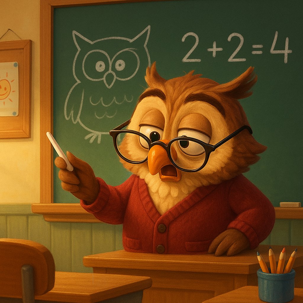 Wise Owl Teacher at the Chalkboard