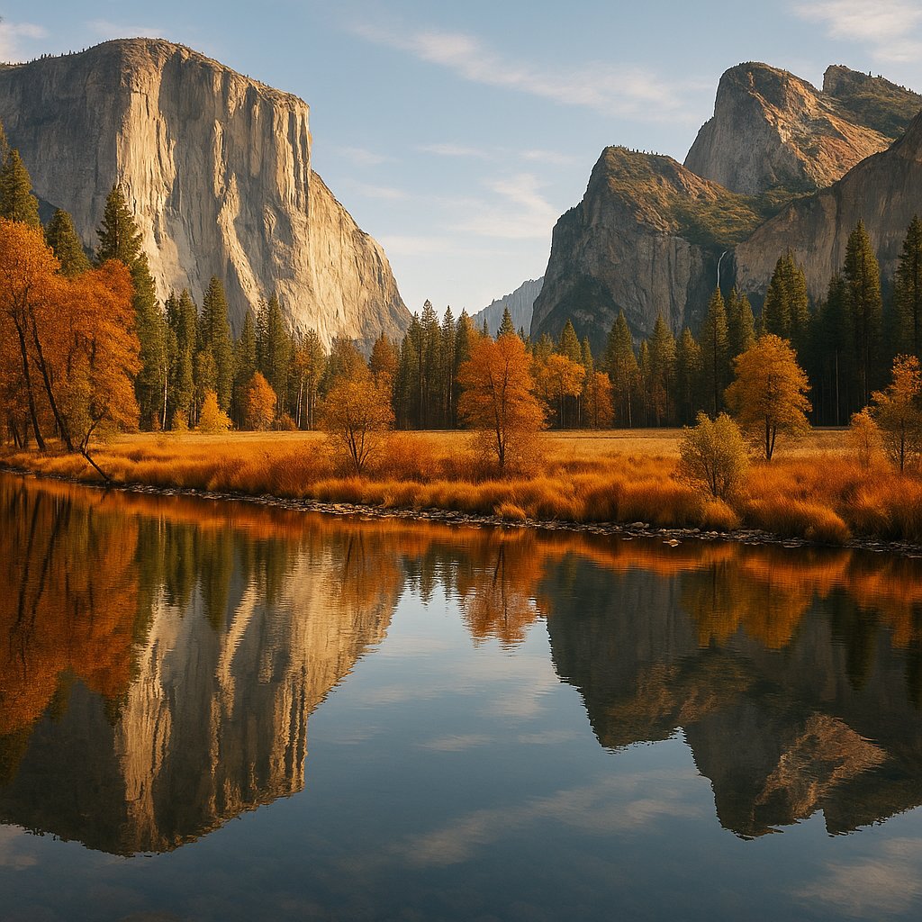 Yosemite Valley in Autumn Reflection