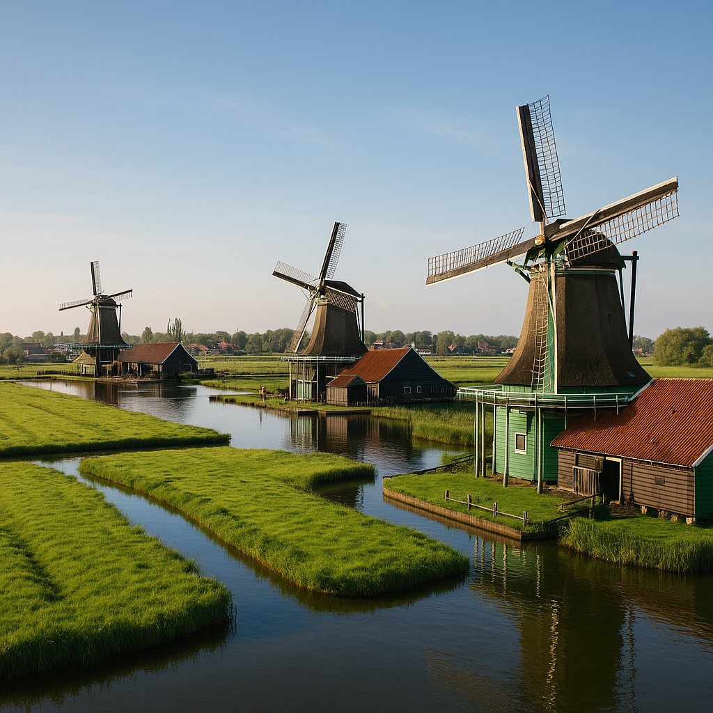 Zaanse Schans Windmills at Dawn