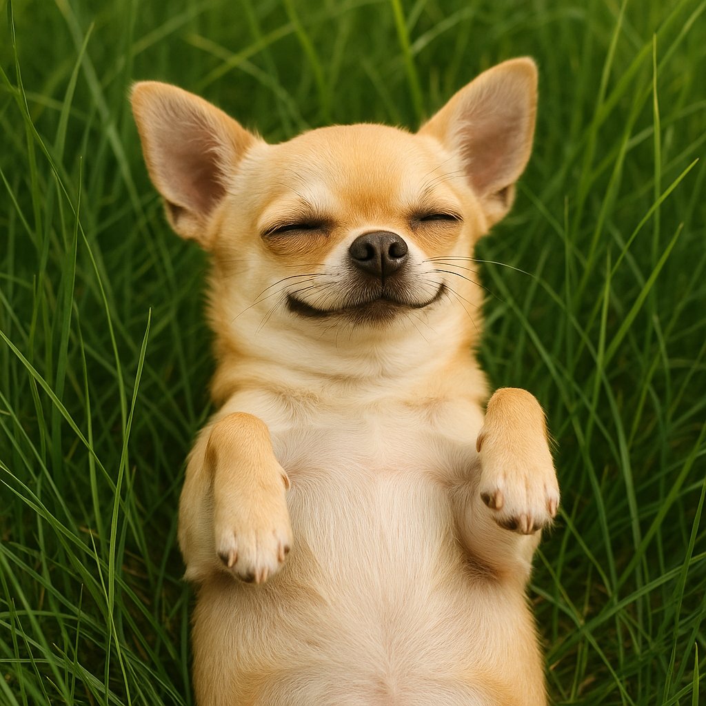 Blissful Chihuahua in the Grass