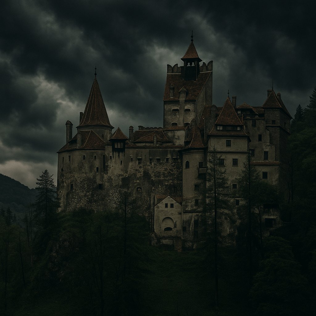 Bran Castle at Dusk — Gothic Stronghold Under Stormy Skies