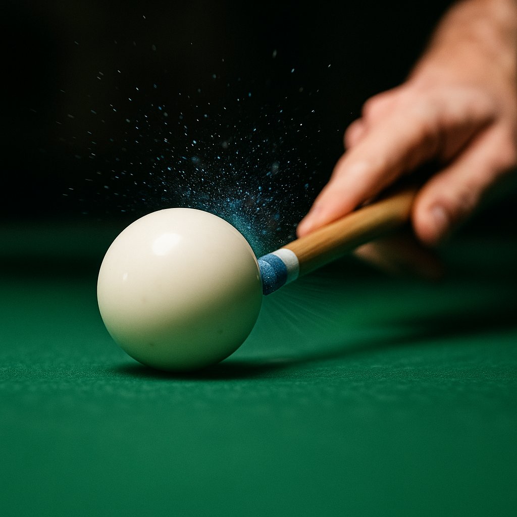 Chalk Burst: Cue Tip Striking Cue Ball