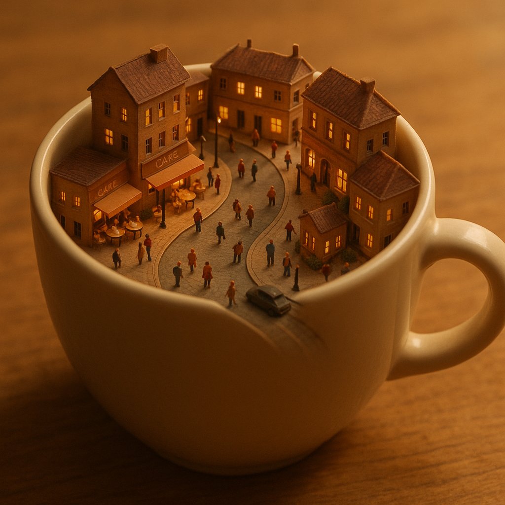 Cup-Sized City at Dusk