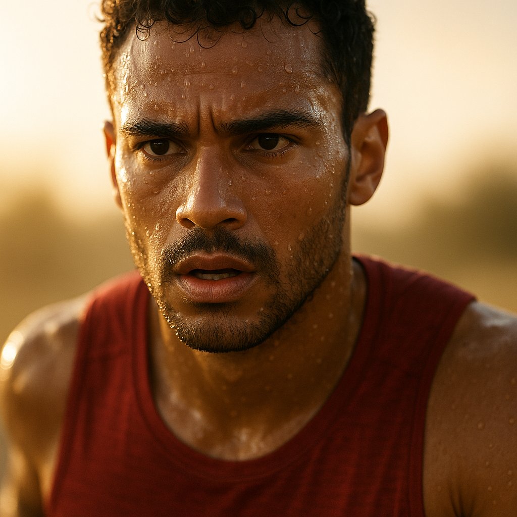 Determined Runner in Golden Light