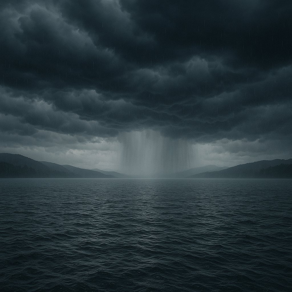 Endless Downpour Over the Lake