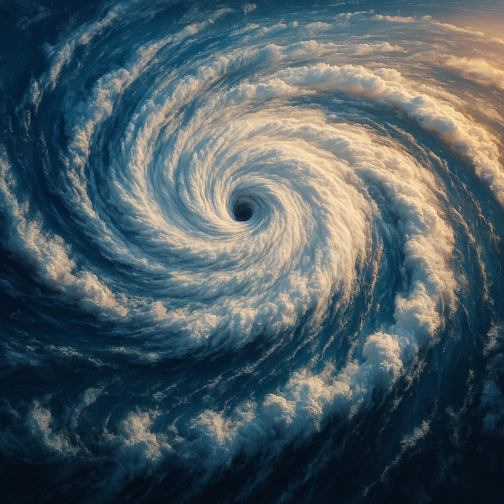 Œil du typhon — spirale aérienne épique