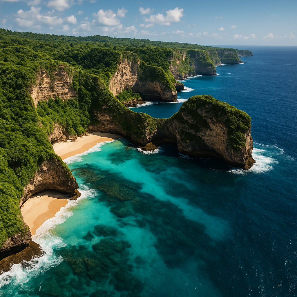 Hidden Cliffs of Bali — Turquoise Coastline Aerial