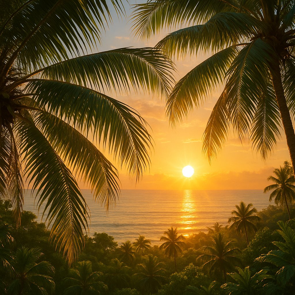 Koh Samui Sunrise Through Palm Fronds