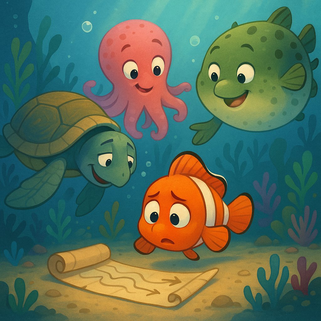 Lost Little Clownfish Finds Friends
