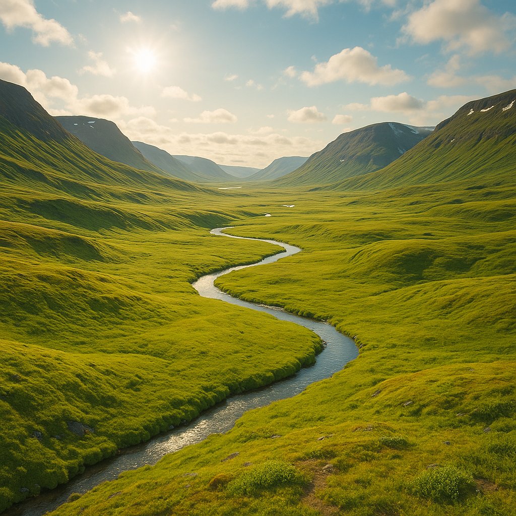 Thung Lũng Mùa Hè Uốn Lượn — Tundra ở Greenland