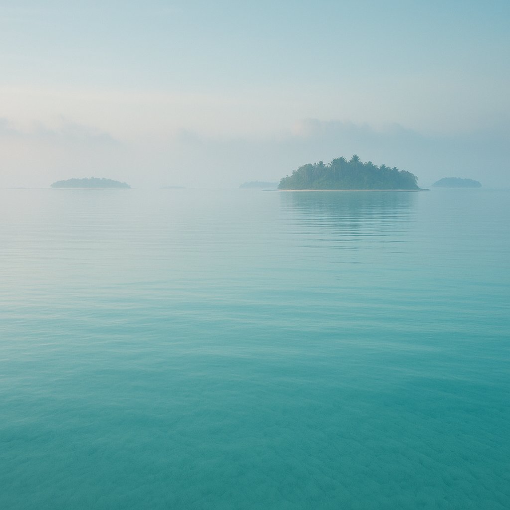Morning Mist Over a Maldives Lagoon