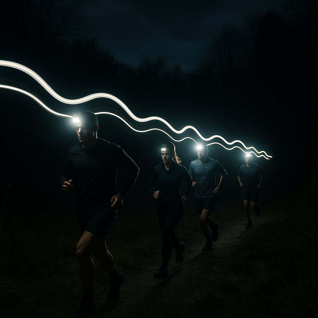 Night Trail Run — Headlamp Light Trails