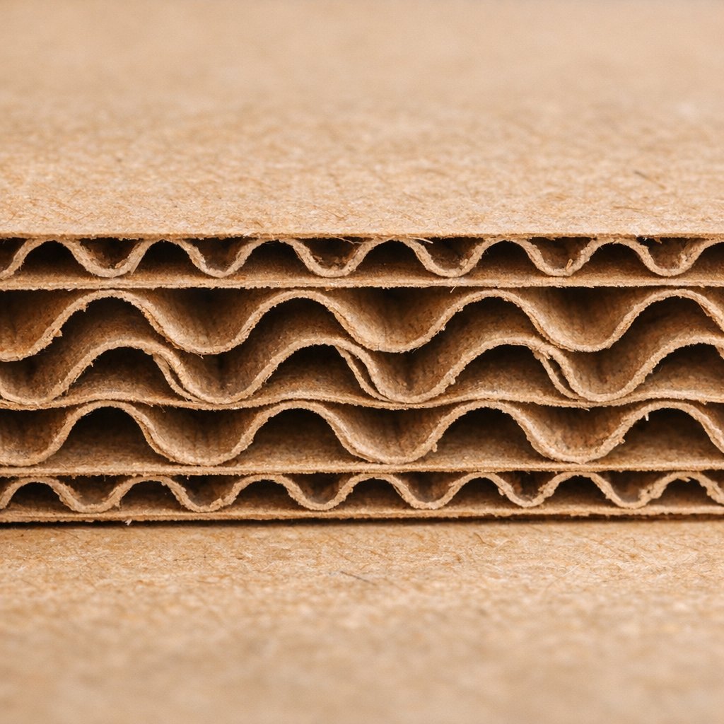Corrugated Cardboard Cross‑Section — Wave Structure (Macro)