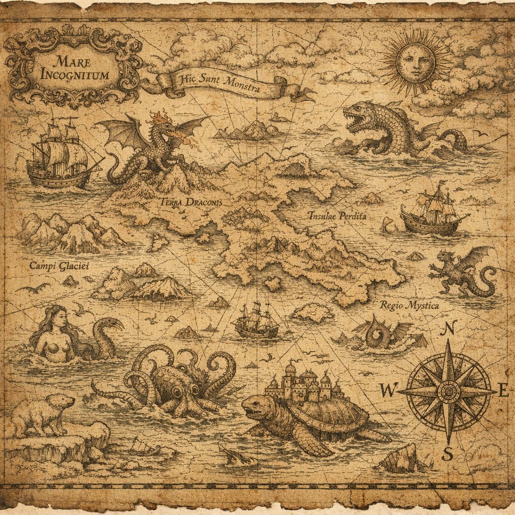 Mare Incognitum — Antique Fantastical Sea Chart