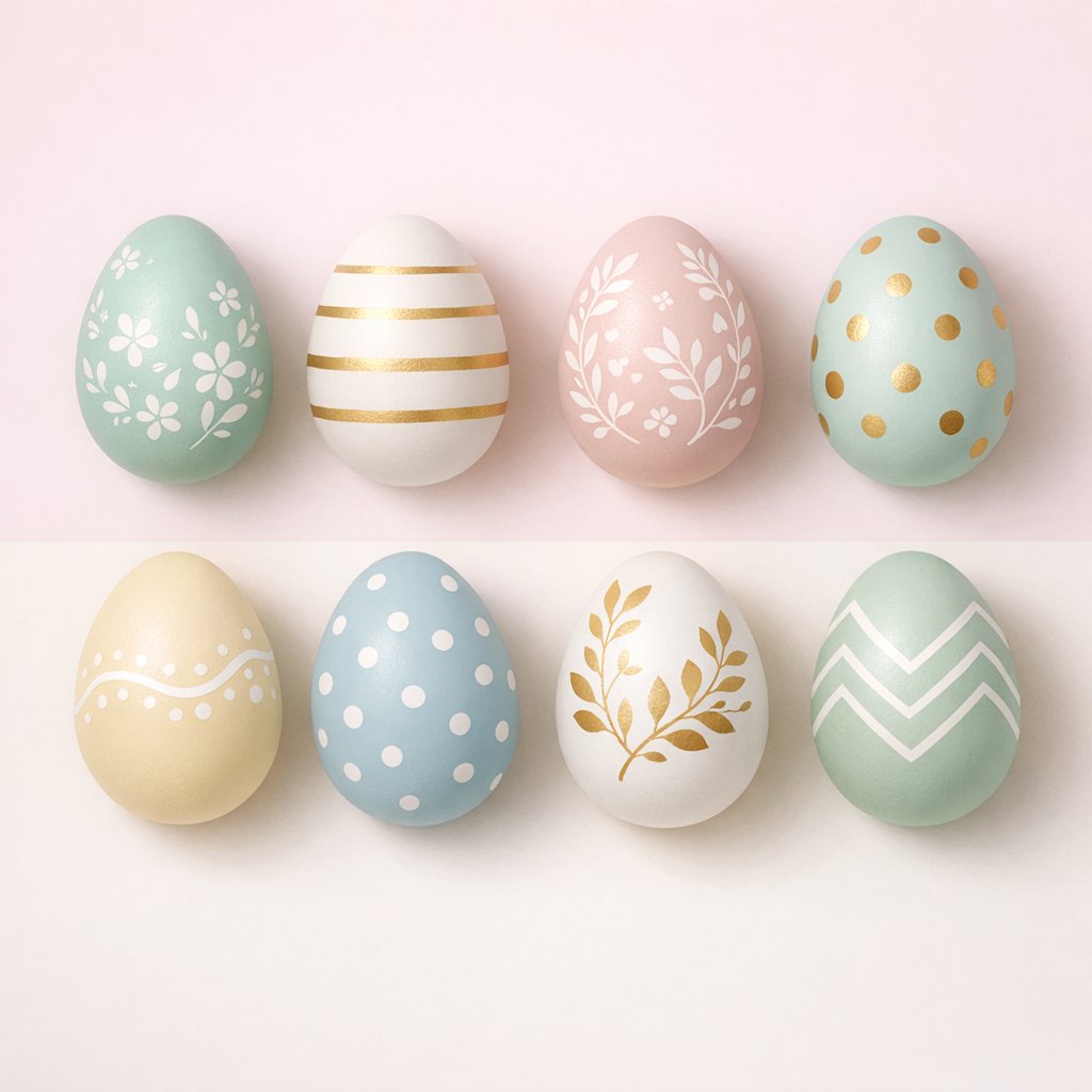 Symmetrical Pastel Easter Eggs — Minimalist Spring Arrangement