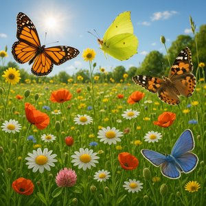 Butterflies in a Sunny Meadow