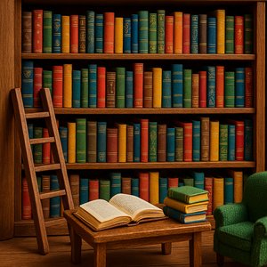 Charming Miniature Library Scene