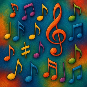 Colorful Musical Notes in Motion