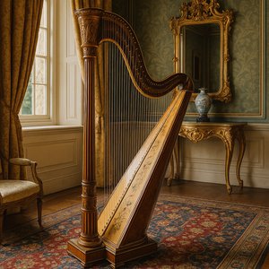 Elegant Harp in Luxurious Room