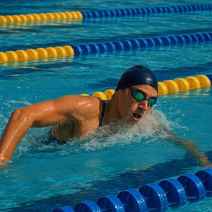 Focused Swimmer in Action