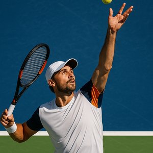 Focused Tennis Serve