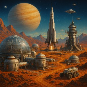 Futuristic Space Colony Landscape