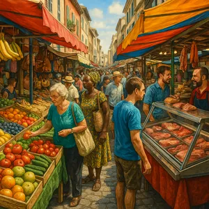 Lively Street Market Scene