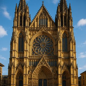 Majestic Gothic Cathedral Facade
