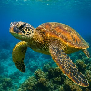 Majestic Sea Turtle Underwater