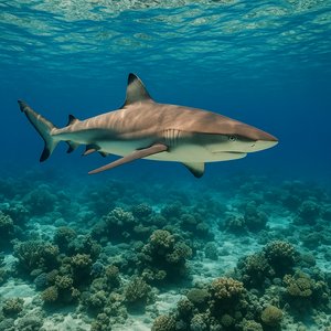Shark Gliding Through Clear Waters