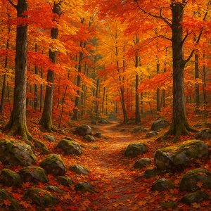 Vibrant Autumn Forest Pathway
