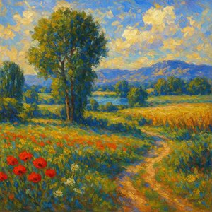 Paisaje impresionista vibrante