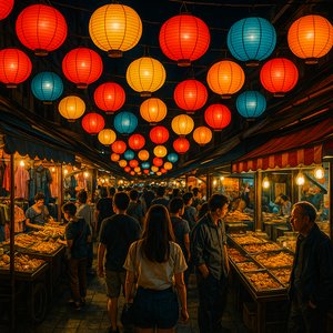 Vibrant Lantern-Lit Night Market