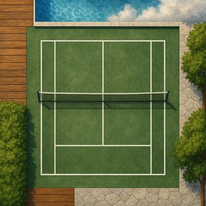Aerial View of Tennis Court Oasis