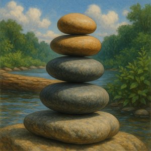 Balanced Stones by the River