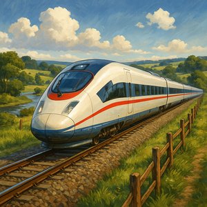 Bullet Train in Scenic Countryside