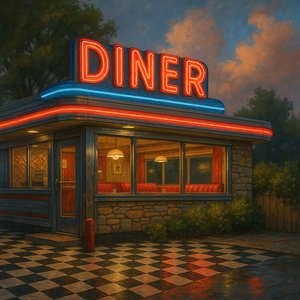 Classic Retro Diner at Dusk